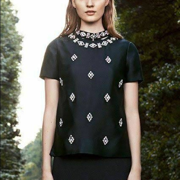 Tory Burch Vesper Jewel Embellished Woven Silk Top Blouse - Picture 2 of 6